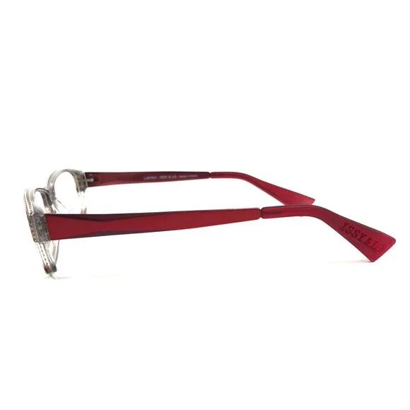 Lafont Issy & La Eyeglasses Frames DENIM 217 Gray Red Clear Rectangle 53-15-140
